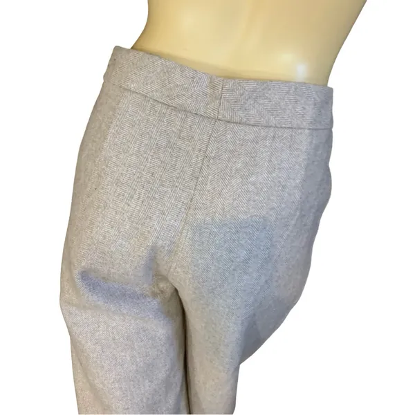 Haute Couture Beige Herringbone Pattern Wide Leg Gaucho Pants (S) - Image 7