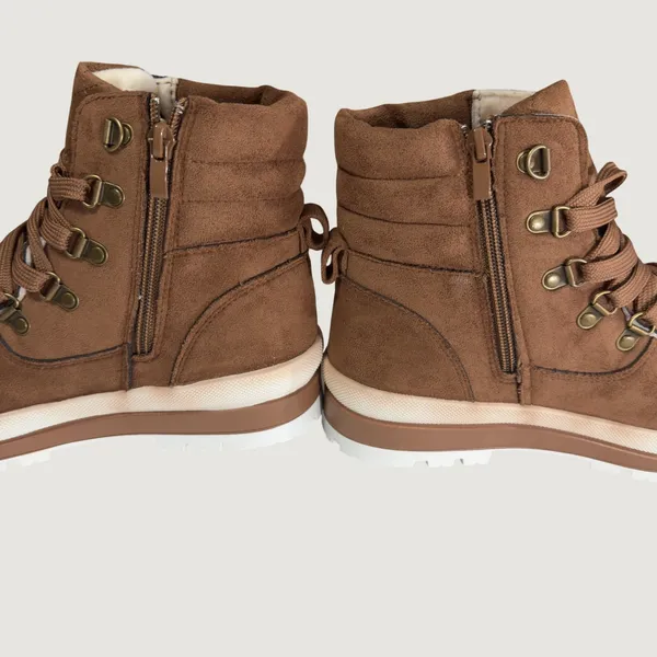 3199 | NEW FTI Fur Lined Hiking Boots Brown Faux Suede Lug Sole Women 9 - Image 6