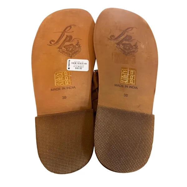 Free People Tan Woven Winding River Leather Slide Sandals Flat Size 38 US 8 - Image 6