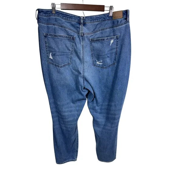 American Eagle Mom Jeans Distressed Ripped Knees Medium Wash Comfort Waist 20 - Image 3