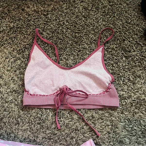 Free People Pink and Purple Striped Bra - Image 2