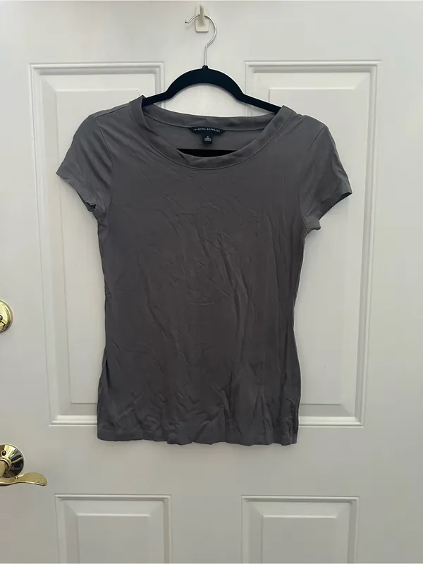 Banana Republic Classic Short Sleeve Crew Neck Top - Charcoal Gray - Image 2