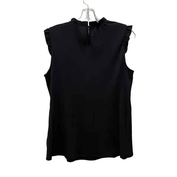 Adrianna Papell Ruffle Sleeveless Pleated Top Black Size Medium - Image 4