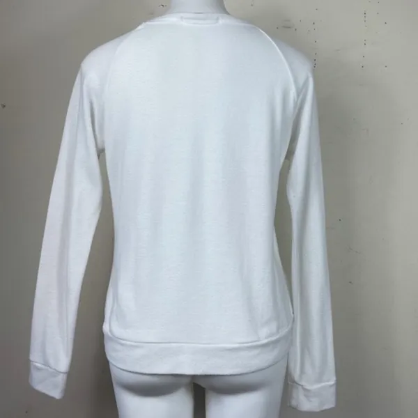 Soulcycle Peace Love Soul Hacci Crew Neck White Gold Pullover Shirt M - Image 3