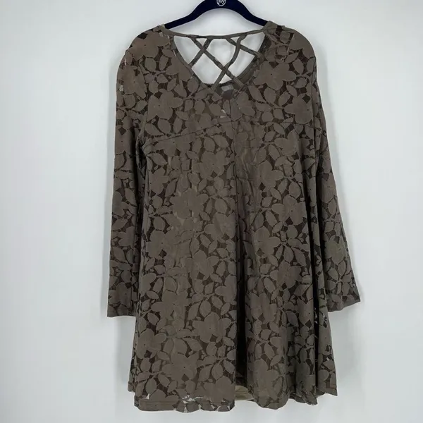 Altar’d State Lace Overlay Olive Green Dress medium‎ - Image 8