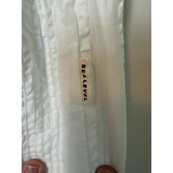 Sea Level Smocked Bodice Cotton Seersucker Cover-Up Dress Sz M NWOT NEW $115 - Image 10