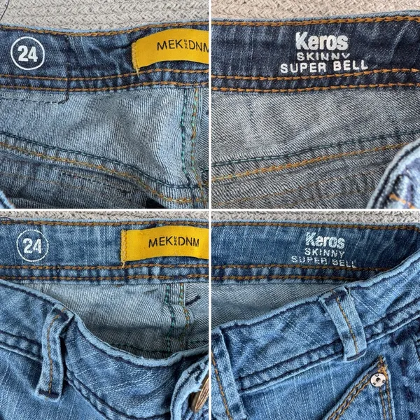 Set/2 MEK Denim Keros Skinny Super Bell Low Rise Flare Jeans Patchwork Dk Rinse - Image 10