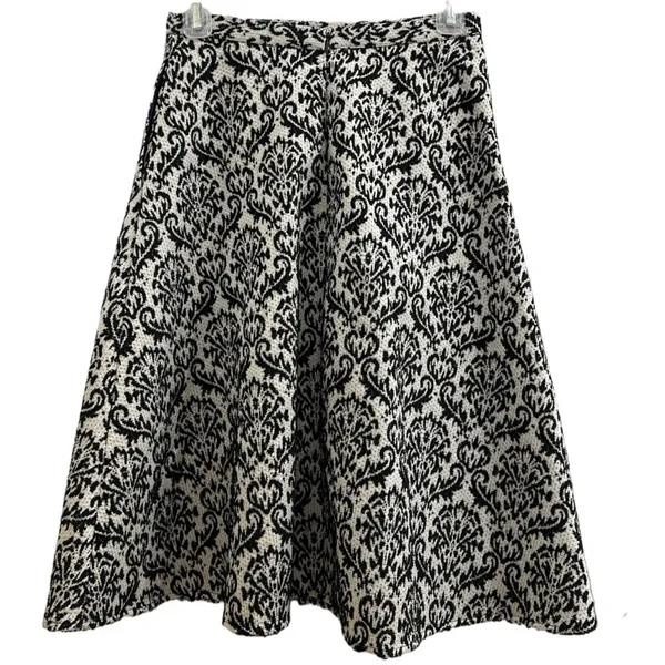 Gianni Bini Skirt French Damask Thick Jacquard Pockets XS 2 Woven A-line B&W! - Image 2
