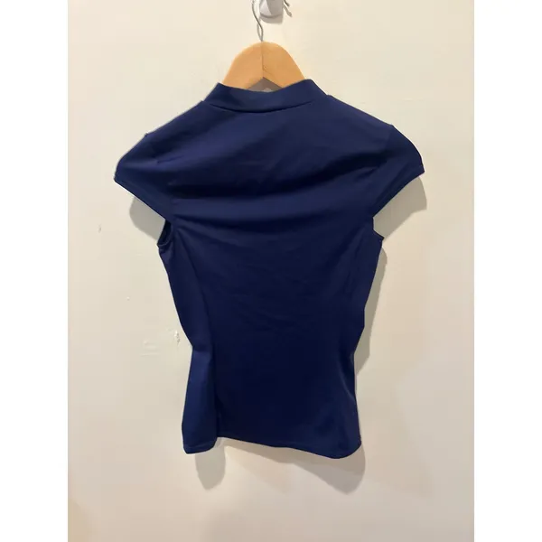 Boden Womens Navy Blue Neon Pink Quarter Zip Cap Sleeve Rash Guard Top Size 2 - Image 3