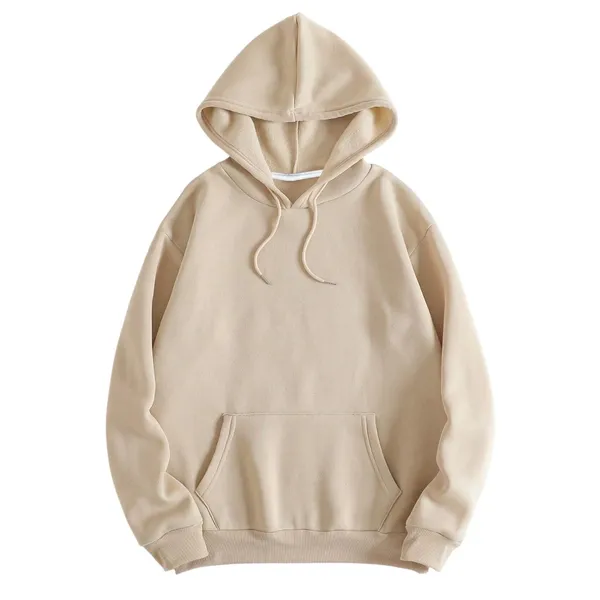 Bear Graphic Drawstring Hoodie in Beige, Size XL - Image 2
