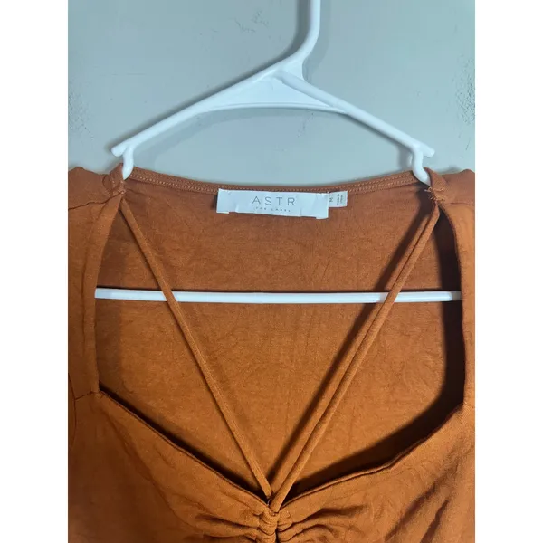 ASTR The Label Rust Orange Strappy Sweetheart Ribbed Bodysuit Medium AC50130‎ - Image 4