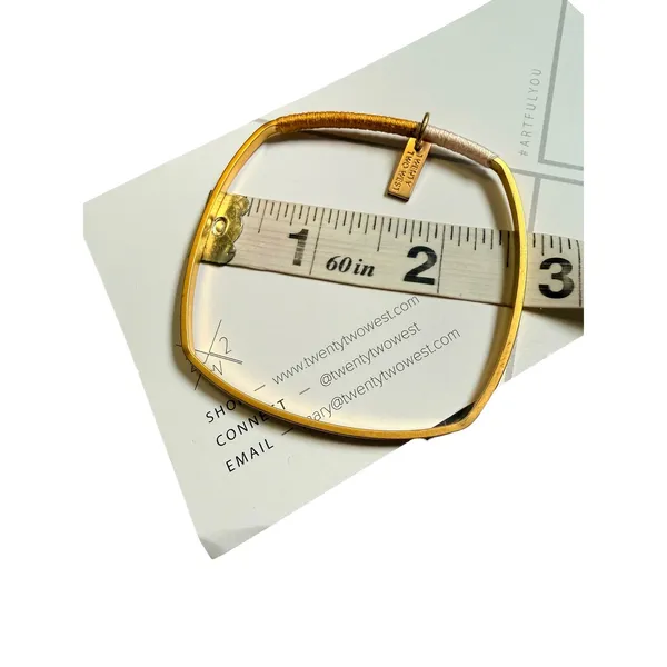 Twenty Two West Square Bangle Bracelet Gold‎ Tone Thread Wrapped Artisan Jewelry - Image 3