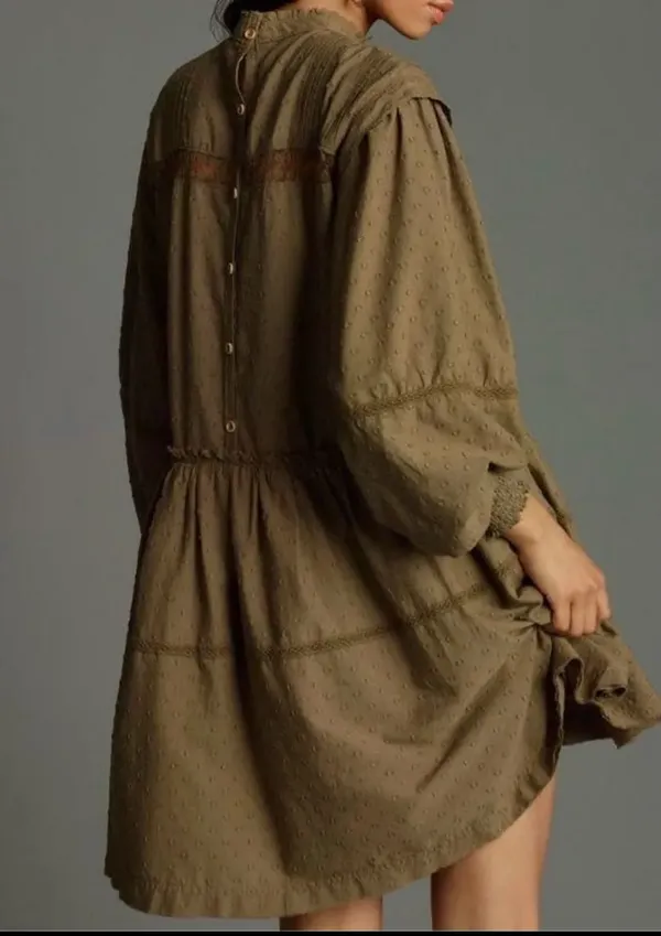 Anthropologie Pilcro Mock-Neck Swing Mini Dress, Size L - Image 7
