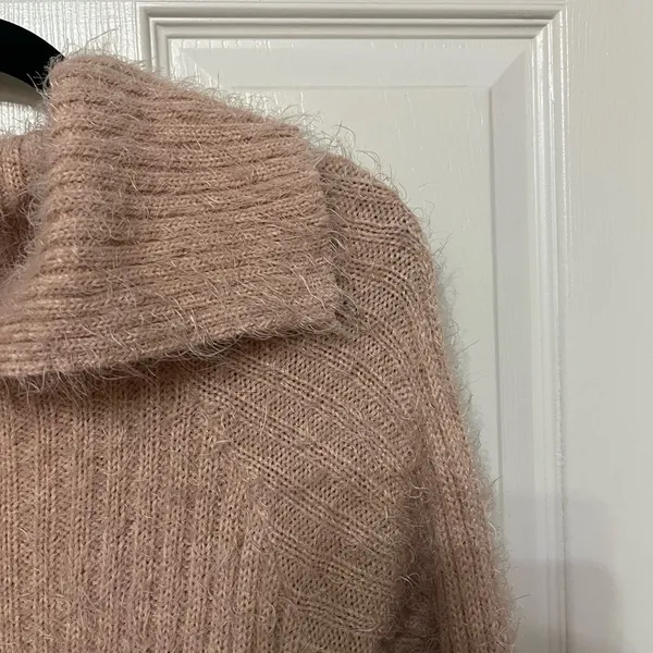 OAK +‎ FORT eyelash collared sweater size small tan - Image 2
