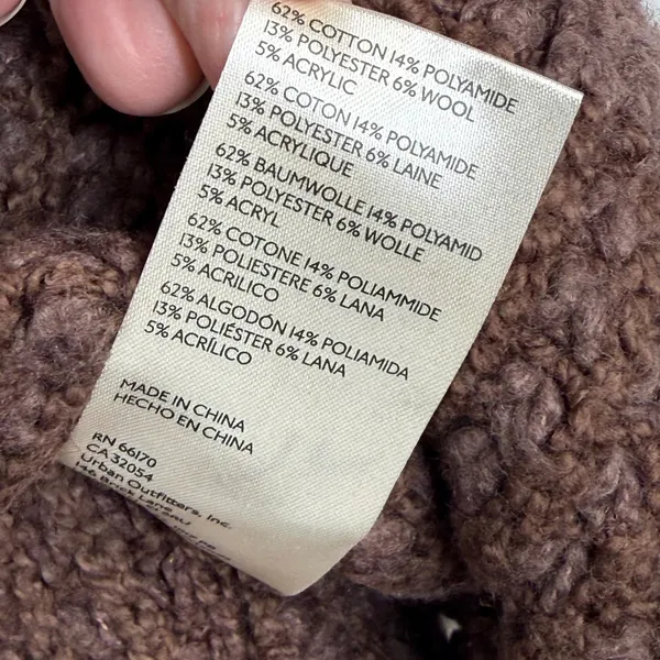 Free People Whistle Thermal‎ Henley Brownstone Combo Chunky knit Sweater Medium - Image 7