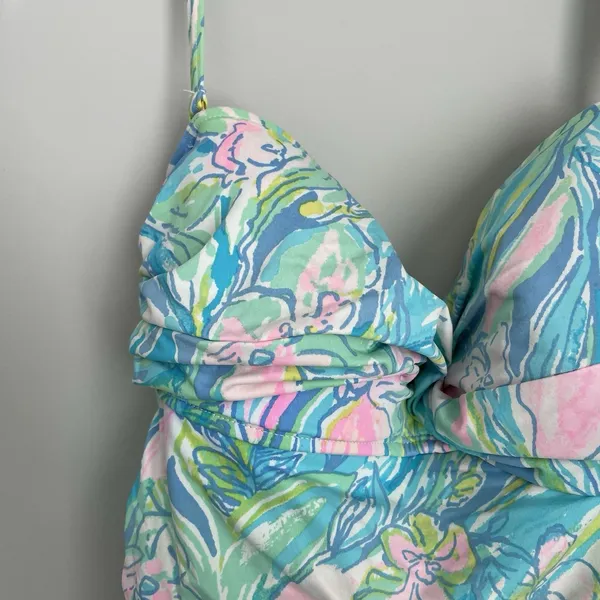 Lilly Pulitzer Size 6 Printed One Piece Swim Suit Bandeau Strapless Multicolor - Image 4