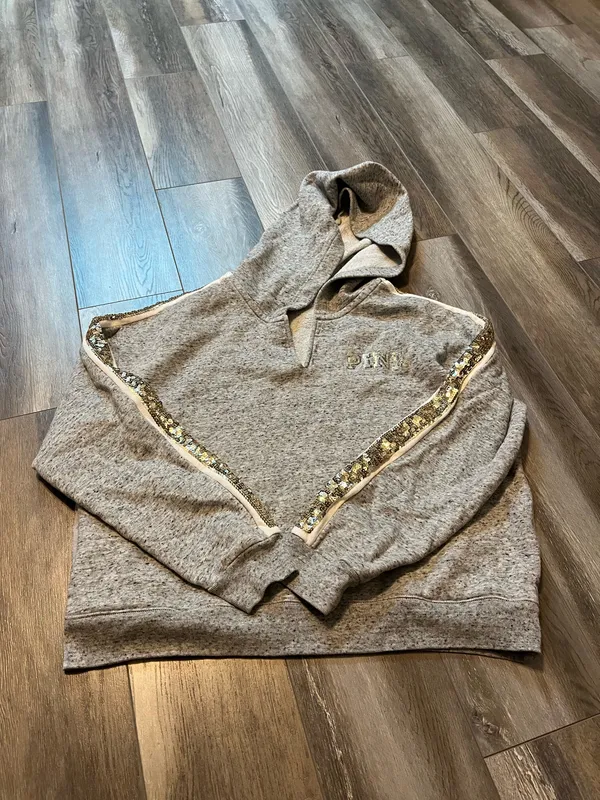 Victoria’s Secret PINK Bling Lace Up Rose Hoodie - Image 3