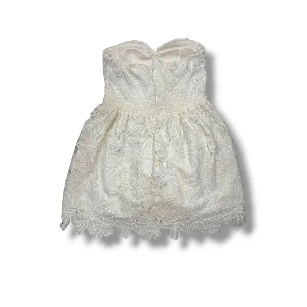 Y2K‎ Akira Chicago Black Label Dress Womens Medium Ivory Lace Strapless Mini - Image 2