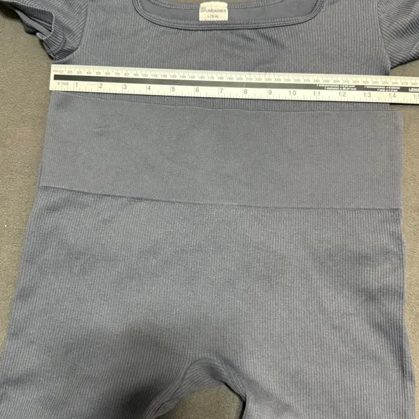 No Boundaries Gray Ribbed Seamless Set L‎ 12-14 Crop Top Biker Shorts Lounge Y2K - Image 6