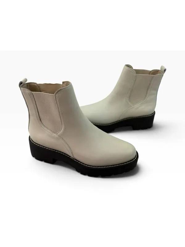 -Sam Edelman Justina Lug Sole Chelsea Boots Womens Size 6.5 Ivory Leather Ankle - Image 5