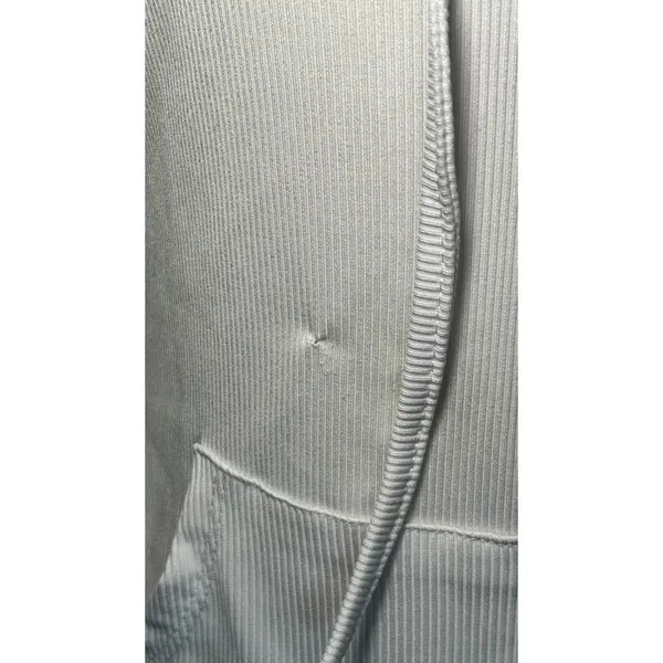 Lululemon Ribbed Full Zip Hoodie 10 White Slim‎ Fit Activewear Long Sleeve READ - Image 2