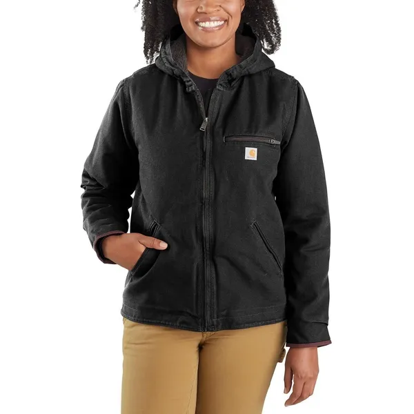 Carhartt Women's Washed Duck Sherpa Lined Jacket Black Size XL NEW $140 MSRP - Image 4