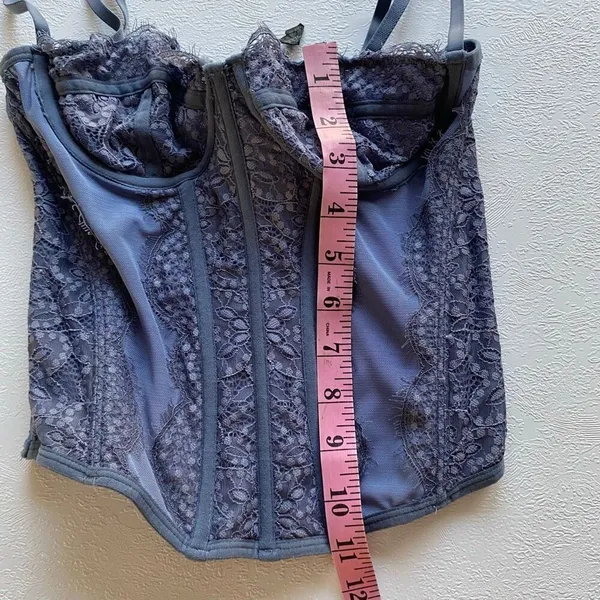 Ardene Blue Lace Corset Top Medium Bustier Sheer Mesh Boning Coquette - Image 5
