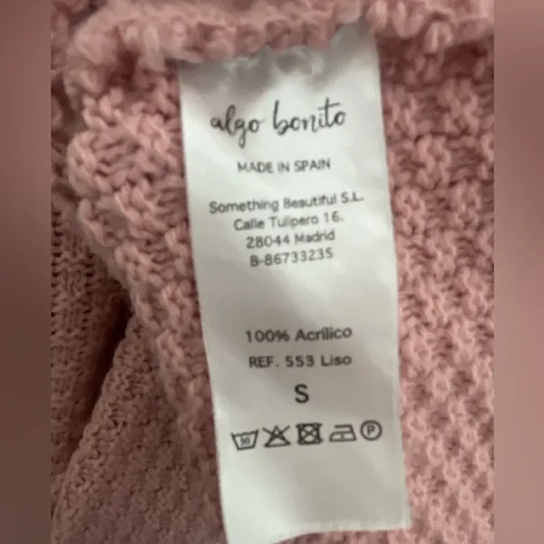 Algo Bonito Size S Pink Textured Knit SweaterV-Neck | Made in Spain/(A188)✨ - Image 6