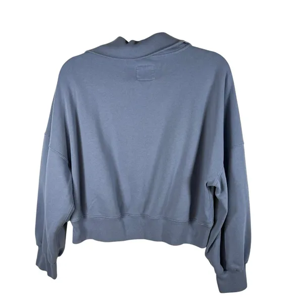 Abercrombie & Fitch Drama Collar V-Neck Cropped Sweatshirt Soft A&F Blue‎ XL - Image 2