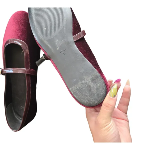 Mango Bella Velvet Mary Jane Flats Size: 39 - Image 3