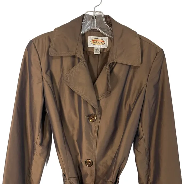Talbots Size Small Vintage Trench‎ Bronze Brown Coat Belted - Image 2