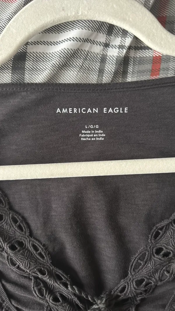 American Eagle Blouse Long Sleeve Dark Grey  - Image 4