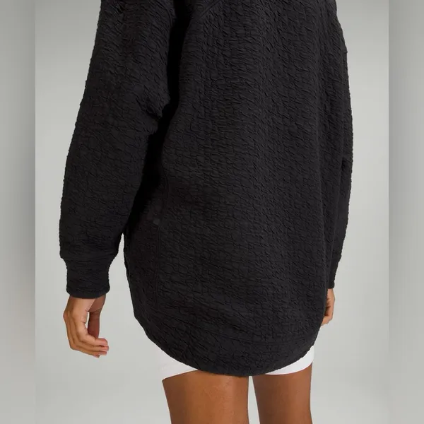 Lululemon Rippled V-Neck Pullover Black Size 10 Oversized Yoga Gym Workout Comfy - Image 4