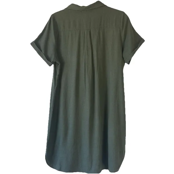 Lulu’s Olive Green Lace-Up Utility Mini Shirt Dress Short Sleeve Size Large - Image 9