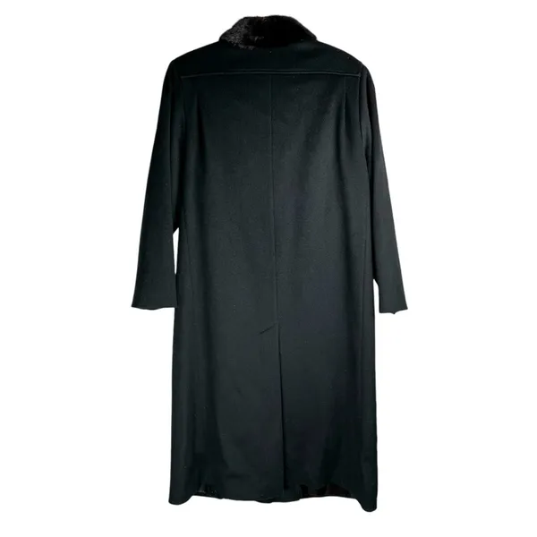 Vtg ALORNA 100% Wool Long Fur Collar Jacket Overcoat - Image 2