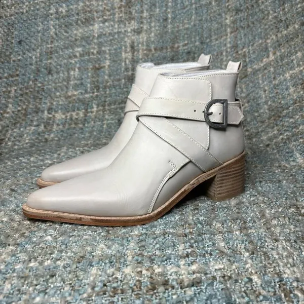 Free People Women's Back Loop Ankle Buckle Pointed Toe Booties in Bone - Image 2