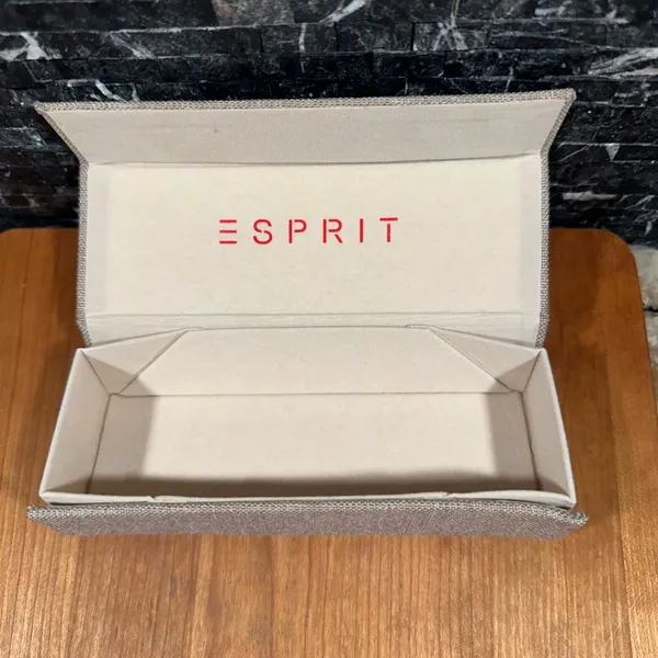 ESPRIT Eyeglass Case Glasses Khaki Beige Hard Canvas Magnetic Close Sunglasses - Image 2