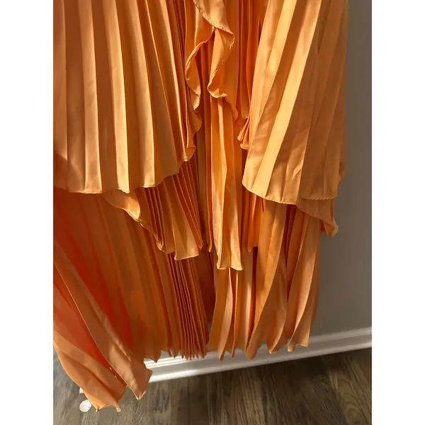 AMUR Orange Janey Tiered Ruffle Strapless Midi Pleated Fully Lined Dress size 6 - Image 14