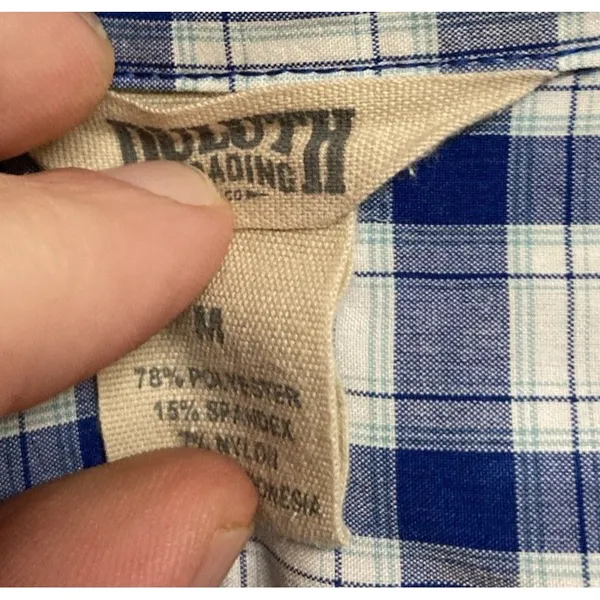Duluth Trading DuluthFlex No Fly Zone Shirt Long Sleeve Plaid Blue Sz M - Image 2