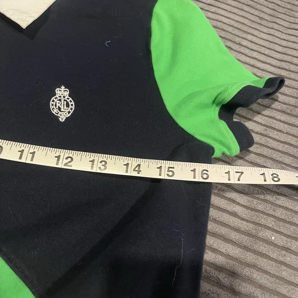 Lauren Ralph Lauren Polo Shirt Womens Small Colorblock Navy Green Yellow Active - Image 5