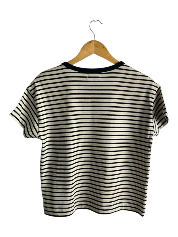 Sundry Striped‎ Crewneck Tee in Black and Cream-Small - Image 3
