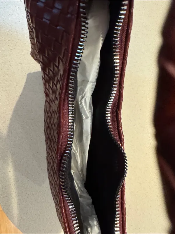 Braided Shoulder Hobo Bag in Burgundy by - Image 4