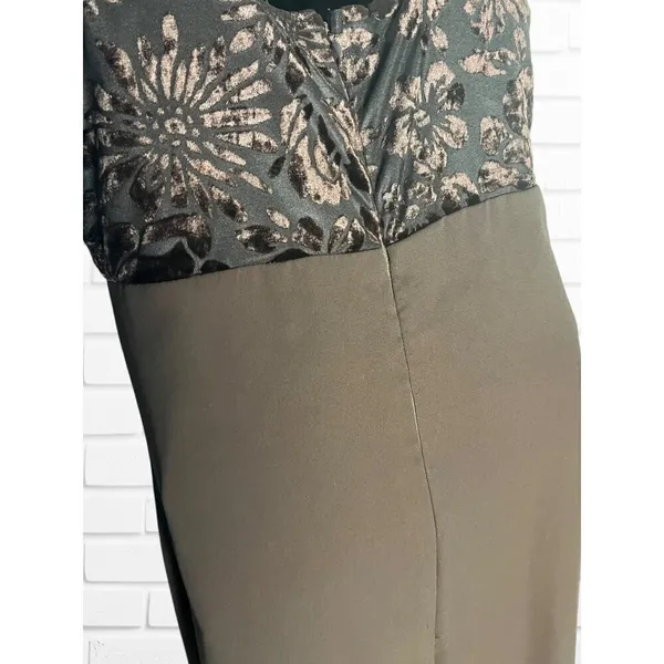 Vintage Rhapsody Size 8 Square Neck Semi Formal Brown Maxi Dress‎ Lace Bodice - Image 4