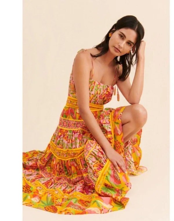 💕FARM RIO💕 Mixed Fruits Paradise Midi Dress ~ Small S NWT - Image 8