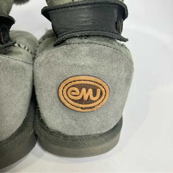 Emu Alba shearling style boots‎ winter suede leather women’s size 6 gray - Image 12