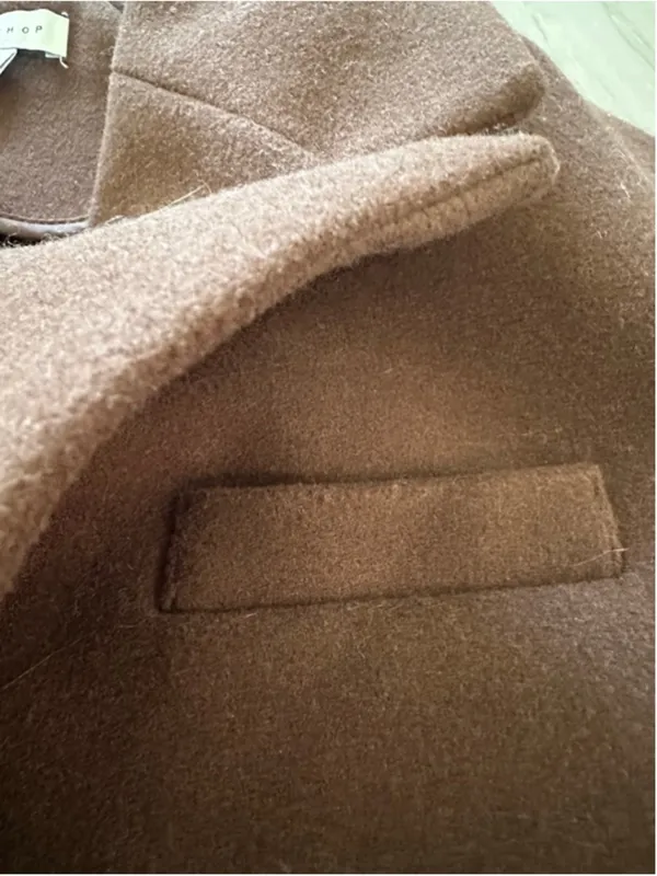 Topshop Brown Pea Coat Double Breasted Size 2 - Image 5