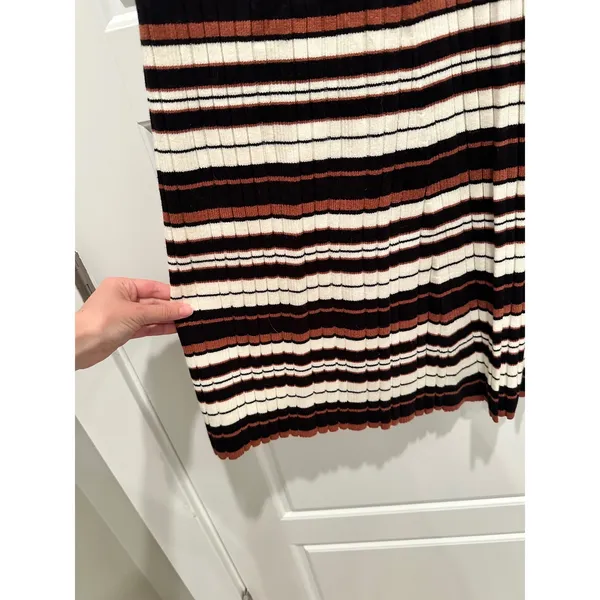 La February Striped Ribbed Knit Maxi‎ Skirt Black Cream Rust Small Boho Prairie - Image 6