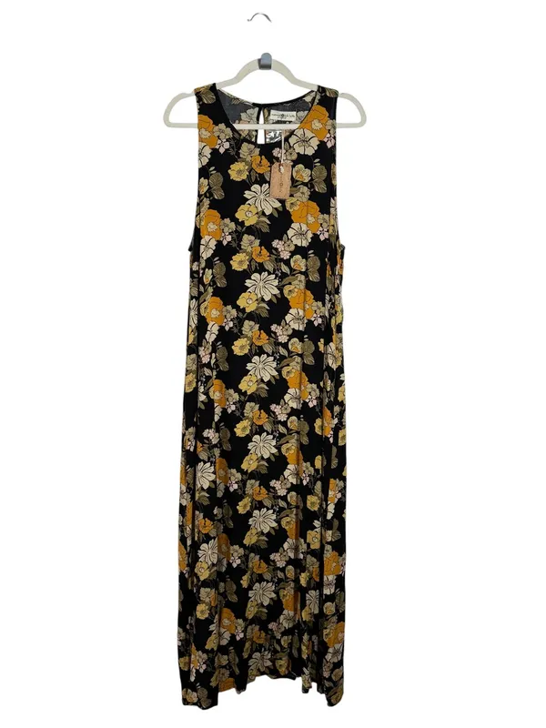 Natural Life Floral‎ Maxi Dress Black Yellow Sleeveless Pockets L/XL - Image 10