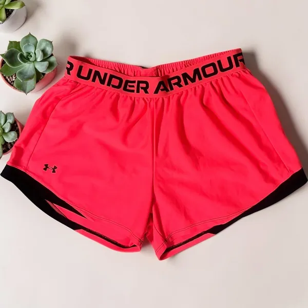 Under Armour Women's Play Up Shorts Pink Black Loose Fit 1306251 Size‎ Medium - Image 2