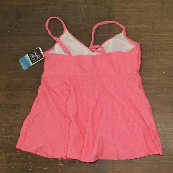 NWT Swim Solutions Swim Textured Underwire Tankini Top 806766 Guava Pink 14 - Image 5